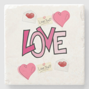 Marble Stone Coaster Valentine's Day