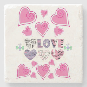 Marble Stone Coaster Valentine's Day