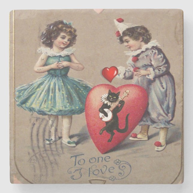 Marble Stone Coaster Valentine's Day (Front)