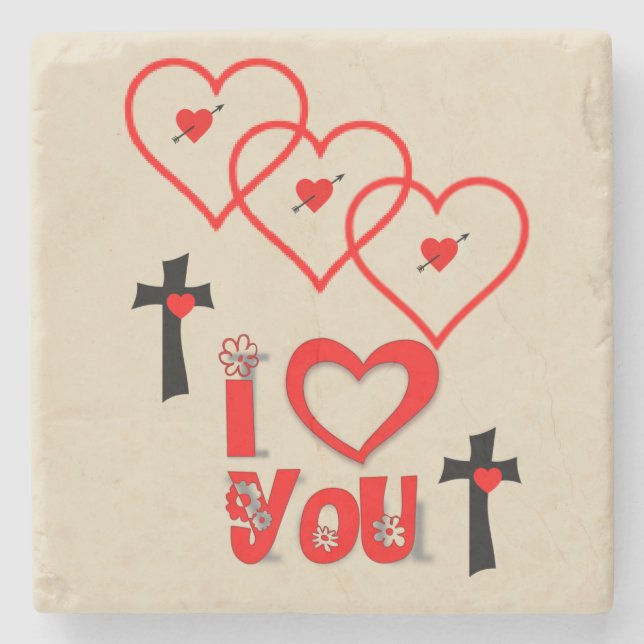 Marble Stone Coaster Valentine's Day (Front)