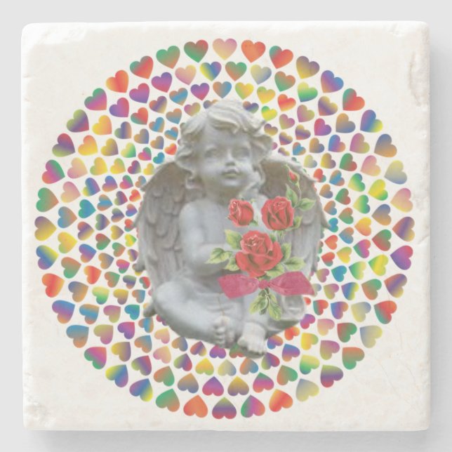 Marble Stone Coaster Valentine's Day Angel (Front)