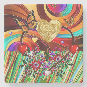 Marble Stone Coaster Valentine's Day Butterfly