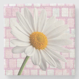 Marble Stone Coaster Valentine's Day Daisy