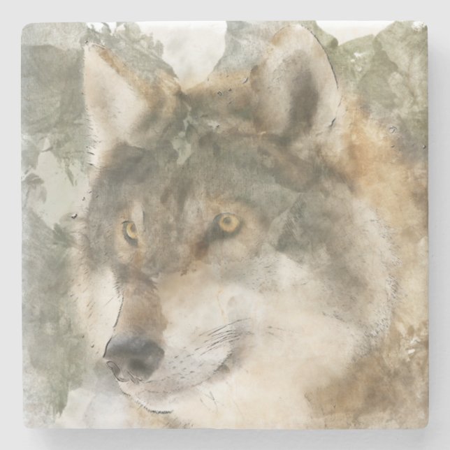 Marble Stone Coaster - Wolf (Front)