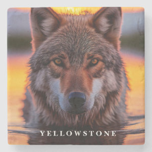 Marble Stone Coaster-Yellowstone Wolf Coaster