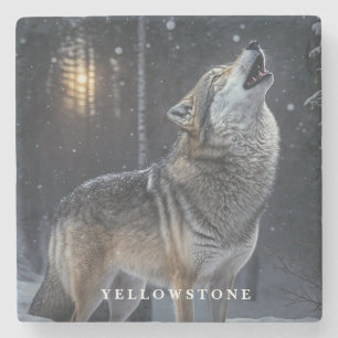 Marble Stone Coaster-Yellowstone Wolf Coaster