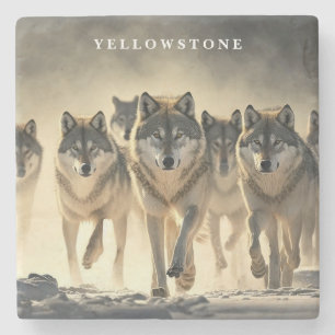 Marble Stone Coaster-Yellowstone Wolves Coaster