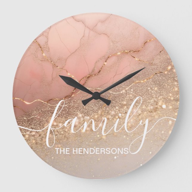 Marble Stone Family Personalised Large Clock (Front)