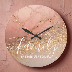 Marble Stone Family Personalised Large Clock
