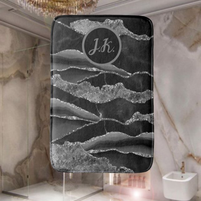 Marble Stone In Grey White & Gold Bathroom Bath Mat (Creator Uploaded)