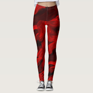 Marble Stone Look Blood Red Leggings