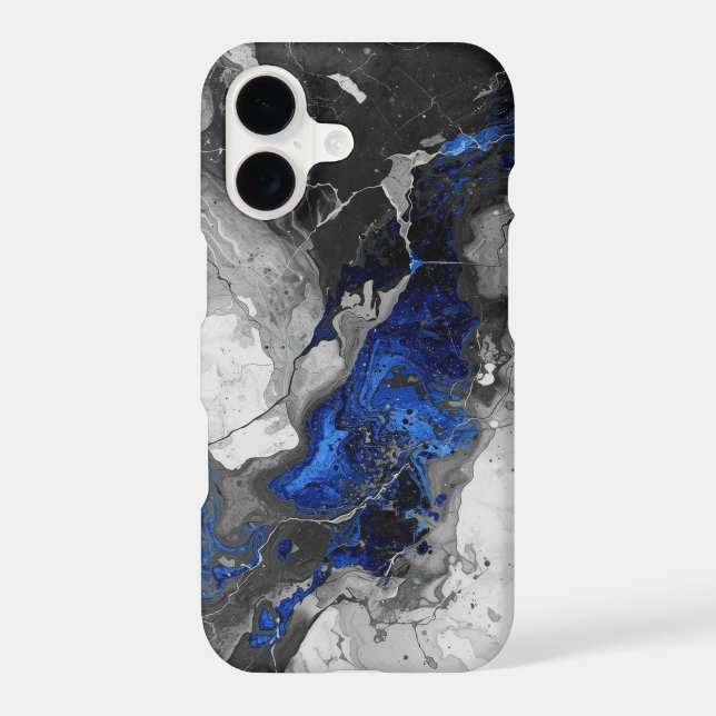 Marble Stone Print, Black Blue Gray iPhone 17 case (Back)