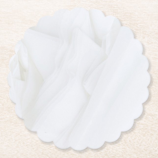 Marble Stone Scalloped Round Paper Coaster (Front)