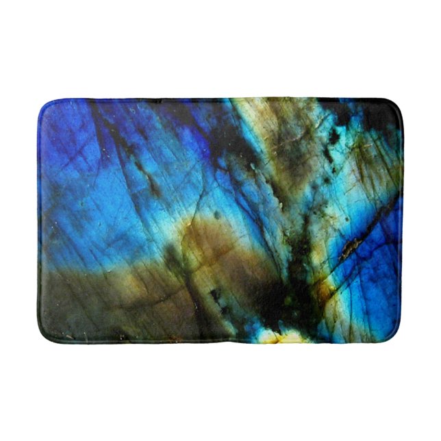 marble stone teal turquoise indigo blue agate bath mat (Front)