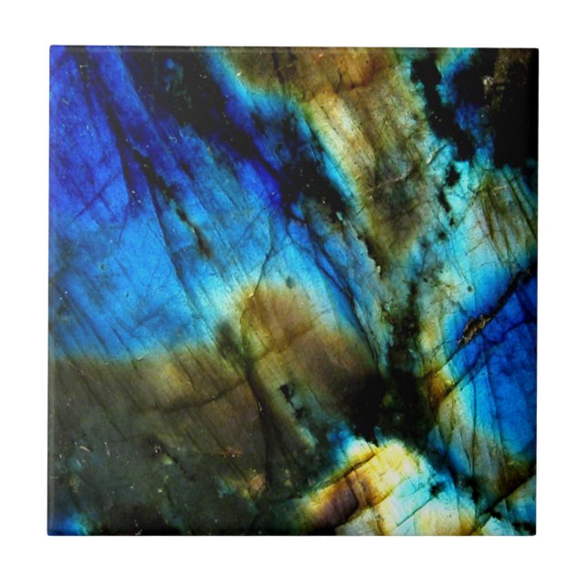 marble stone teal turquoise indigo blue agate ceramic tile (Front)