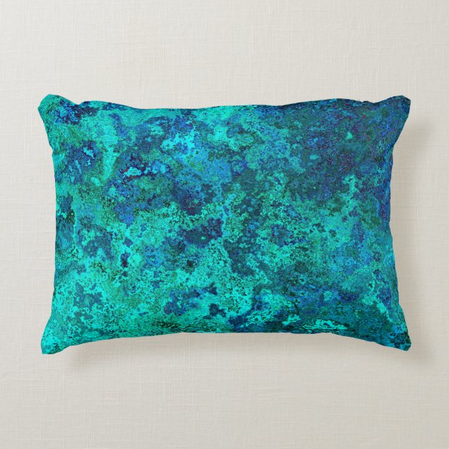 Marble stone texture look blue turquoise natural decorative cushion (Front)
