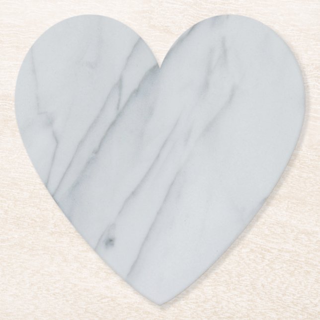 Marble Stone White Heart Paper Coaster (Front)