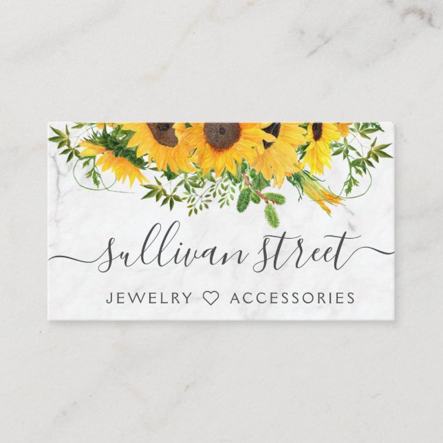 Marble Sunflower Jewellery Boutique Business Card (Front)