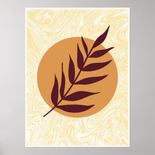  Marble Sunset Leaf Poster