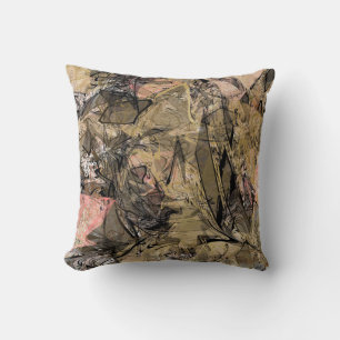 Marble Swirl Abstract Gold Rose Pink Black Modern Cushion