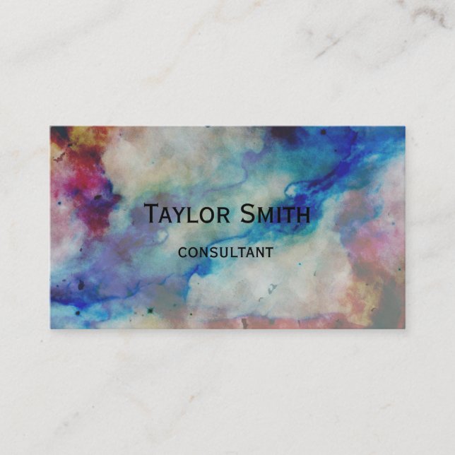 marble swirl paint stone colour business card (Front)