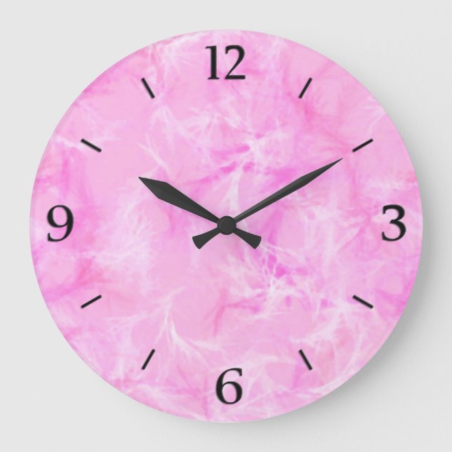 Marble swirl print - orchid pink large clock (Front)