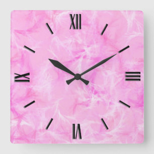 Marble swirl print - orchid pink square wall clock