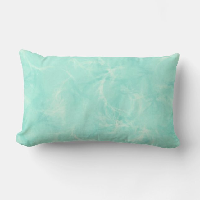 Marble swirl print - pale aqua lumbar cushion (Front)