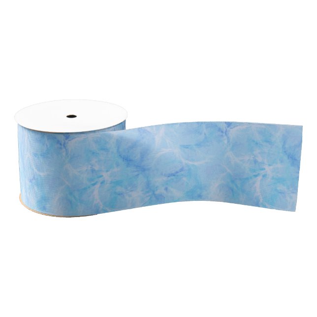 Marble swirl print - sky blue grosgrain ribbon (Spool)