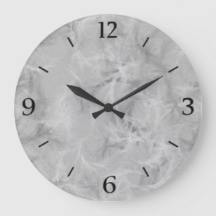 Marble swirl print - soft grey large clock