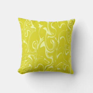 Marble Swirl Texture - Dark and Bright Yellow Tone Cushion