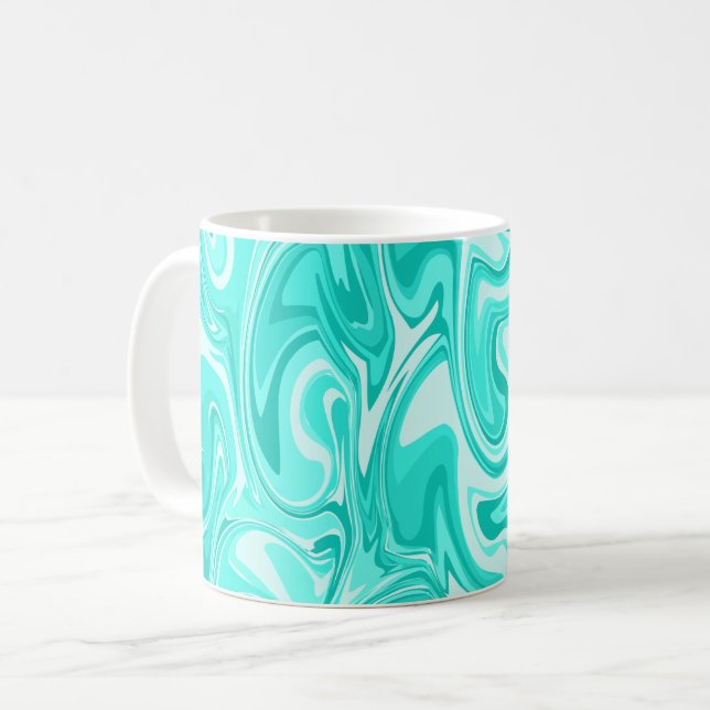 Marble Swirl Texture - Ocean Blue Tones  Coffee Mug (Front Left)