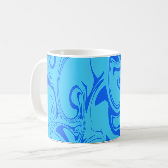 Marble Swirl Texture - Ocean Blue Tones  Coffee Mug (Front Left)