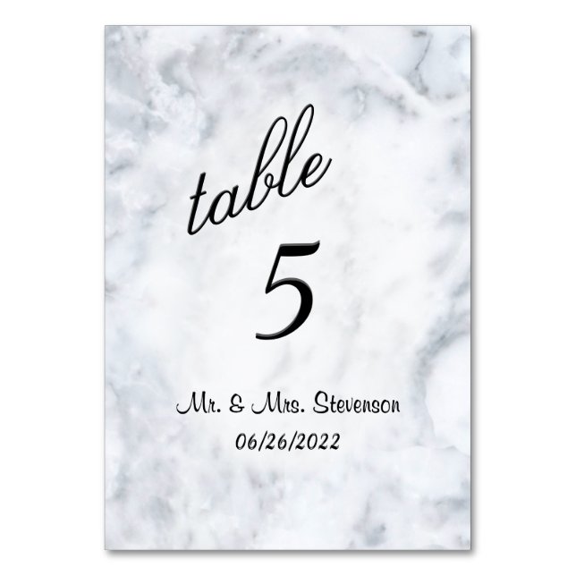 Marble Table Number Personalized (Front)