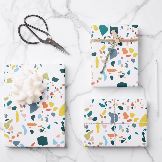 Marble Terazzo Pattern Wrapping Paper Sheet (Front)