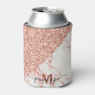Marble Texture and Rose Glitter Can Cooler