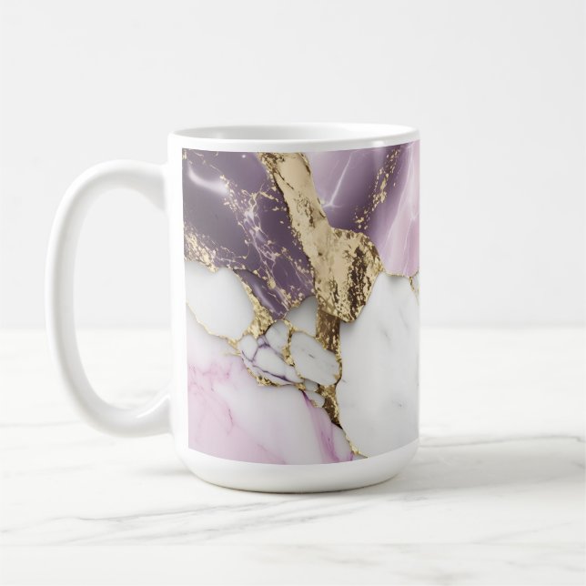 Marble texture background with a luxurious coffee mug (Left)