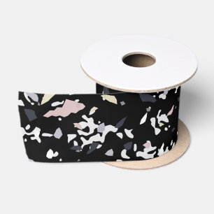 Marble Texture Black Satin Ribbon