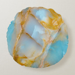 Marble texture, colourful onyx interior. round cushion