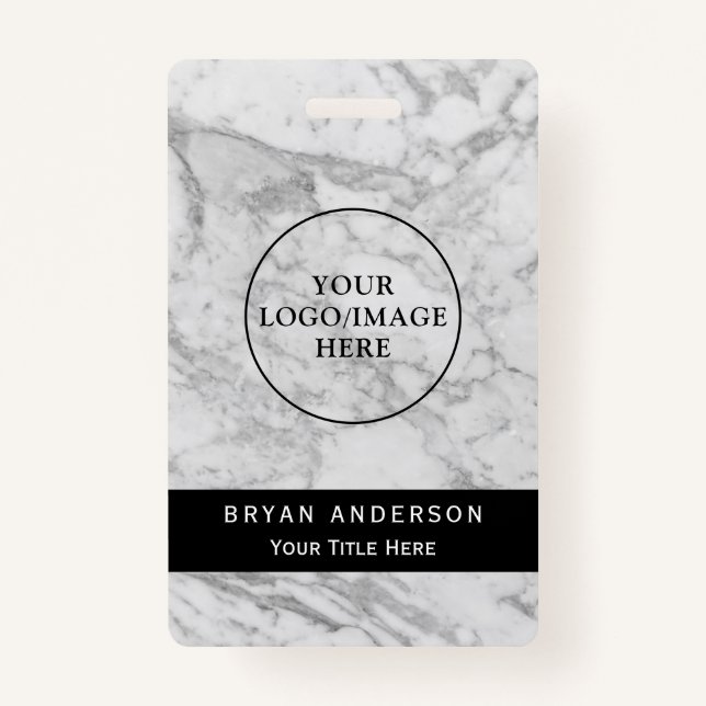 Marble Texture Company Custom Name Badge ID Badge (Front)