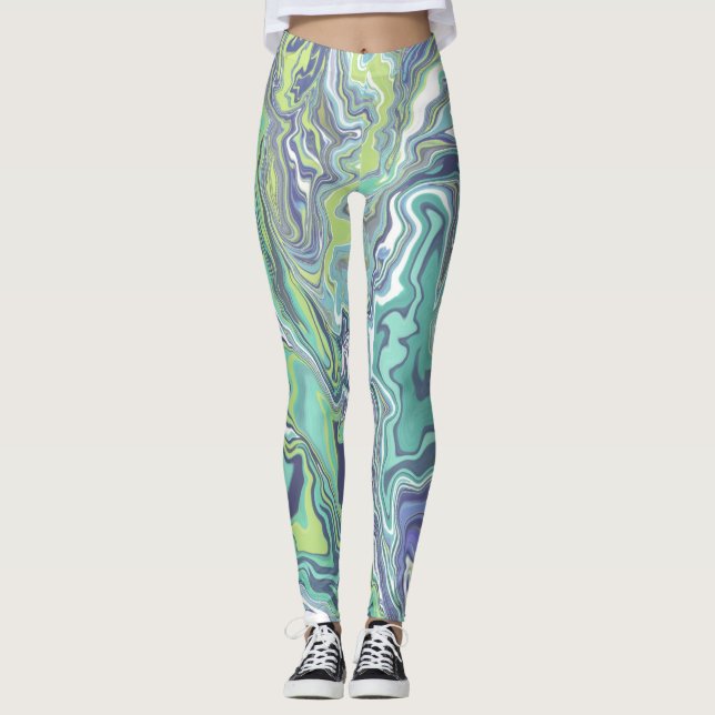 Marble Texture Pattern Cute Leggings (Front)