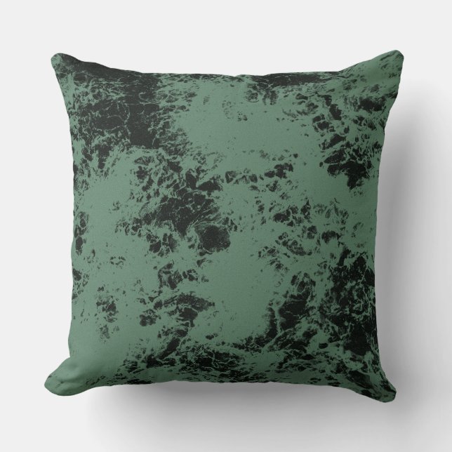 Marble texture pattern in black and green cushion (Front)