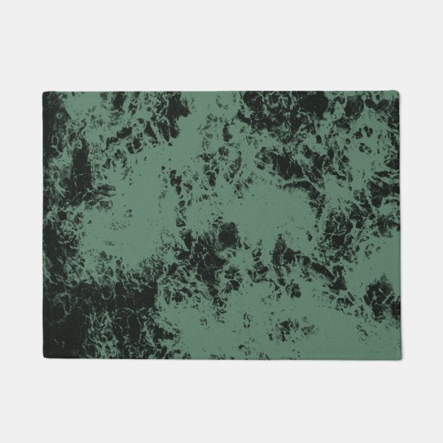 Marble texture pattern in black and green  doormat (Front)