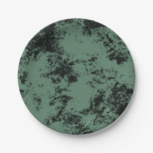 Marble texture pattern in black and green paper plate
