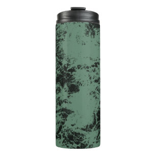 Marble texture pattern in black and green  thermal tumbler