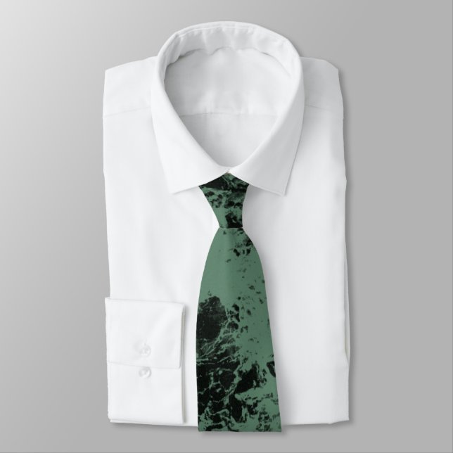 Marble texture pattern in black and green  tie (Tied)