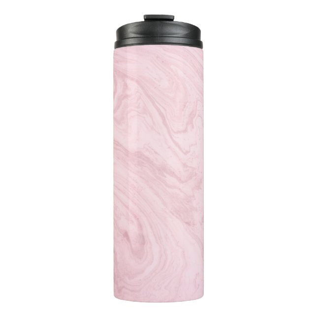 Marble texture pink lavender thermal tumbler (Front)