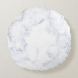 Marble texture white pattern round cushion