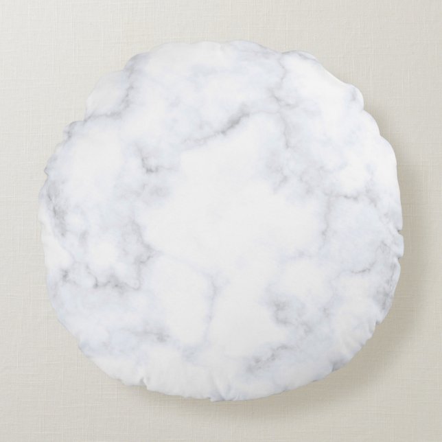 Marble texture white pattern round cushion (Front)