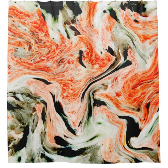 Marble texture white pattern shower curtain (Front)